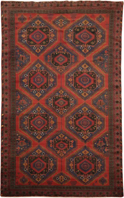 Tribal Geometric Wool Balouch Oriental Area Rug 8x13