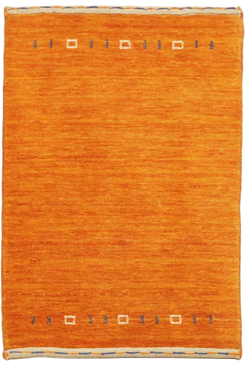 2x3 Hand-Knotted Orange Gabbeh Rug