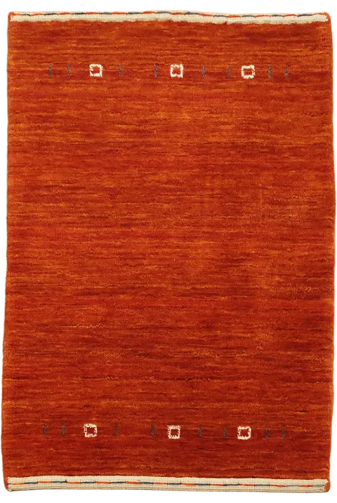 Terracotta Hand-Knotted Gabbeh Tribal Rug 2x3