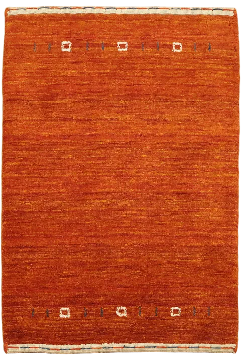 Vibrant Orange Gabbeh Hand-Knotted Rug 2x3