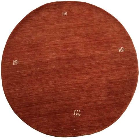 Elegant Round Rust Red Gabbeh Rug with Subtle White Accents 4'x4'