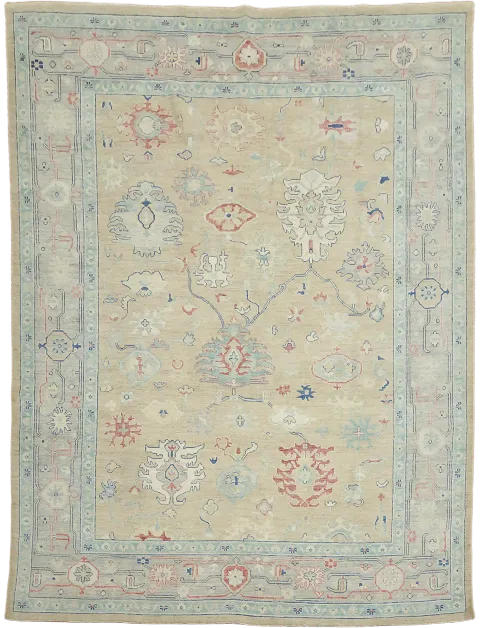 Oushak Turkish Floral Wool Area Rug 9x12
