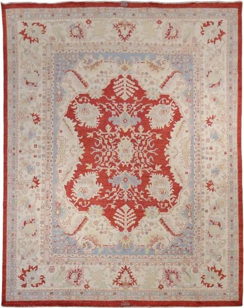 Must See! Rust Red Oriental Oushak Wool Oushak Turkish Large Rug 12x15