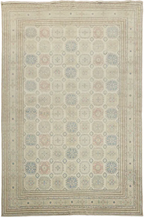 Classic Beige Kazak Pakistani Vegetable Dye Rug with Intricate Traditional Design 13'x19'