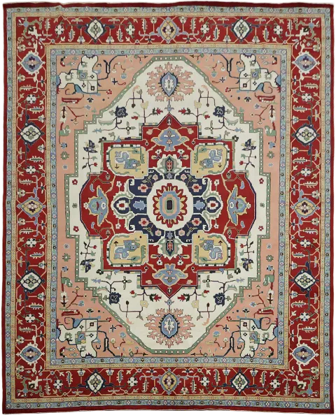 Traditional Persian-style Heriz Serapi Large Rug with Rich Red Design 10'x15'