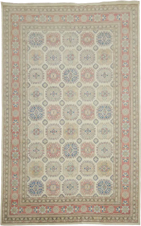 Exquisite Persian-inspired Ivory and Blue Kazak Palace Rug 10'x16'