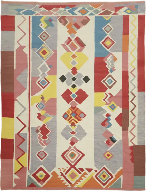 Wool Hand Woven Kilim Turkish Area Rug 9x12