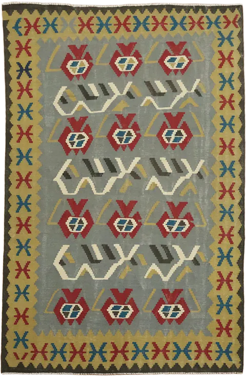 Gray Handwoven Turkish Kilim Area Rug 6x10
