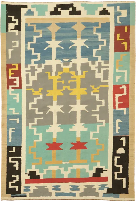Colorful Tribal Design Kilim Turkish Premium Quality Rug 8' 2'' x 5' 6''