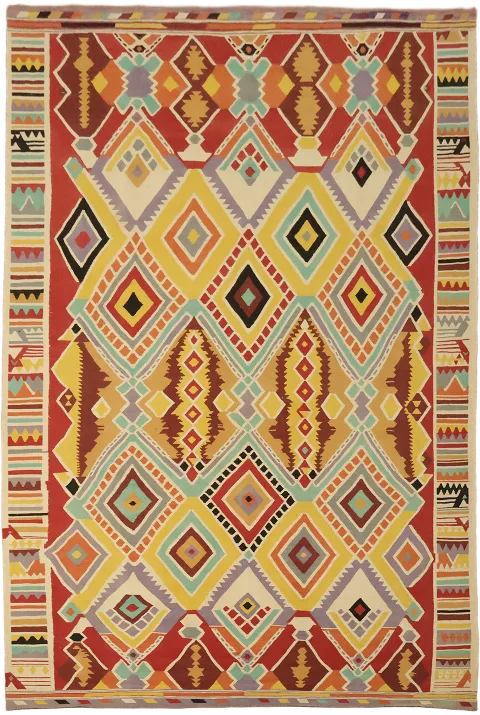Handwoven Multi-Color Turkish Kilim Area Rug 10x15