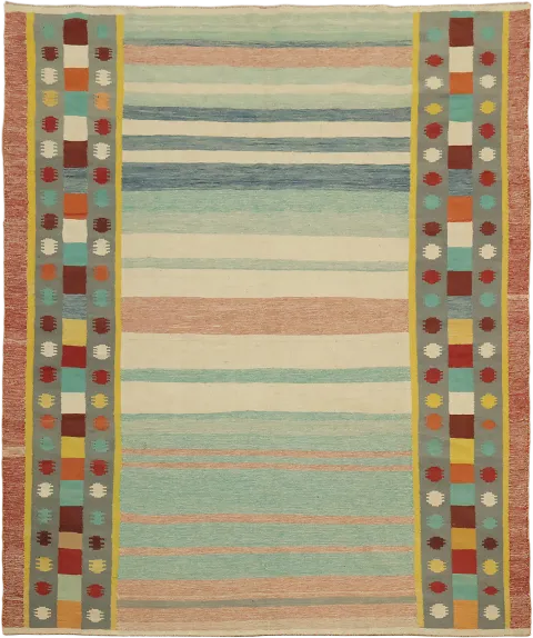 Vibrant Southwestern Striped Turkish Kilim Rug 8'x10'