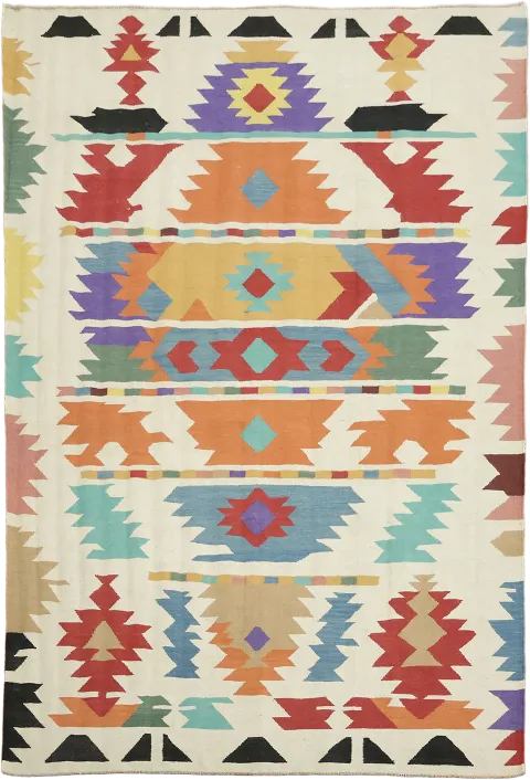 Modern Tribal Turkish Kilim Flat-Woven Area Rug for a Dynamic Home Decor 6'x9'