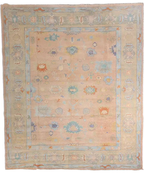 Muted All Over Oriental Wool Oushak Turkish Area Rug 8x10