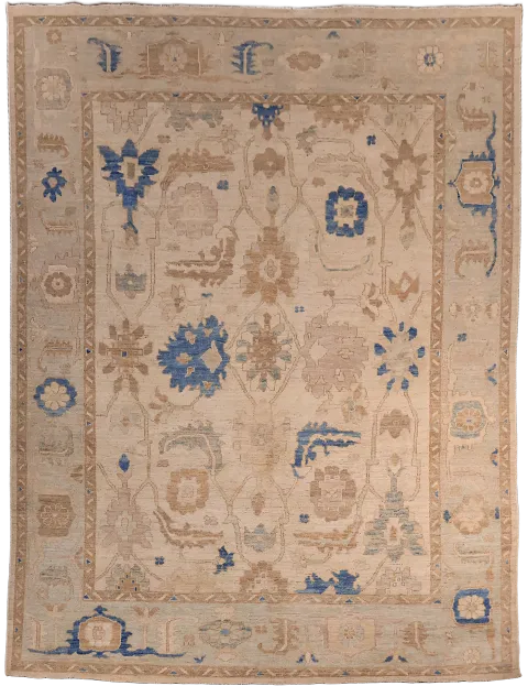 Muted Pink All Over Geometric Oriental Wool Oushak Turkish Area Rug 8x11