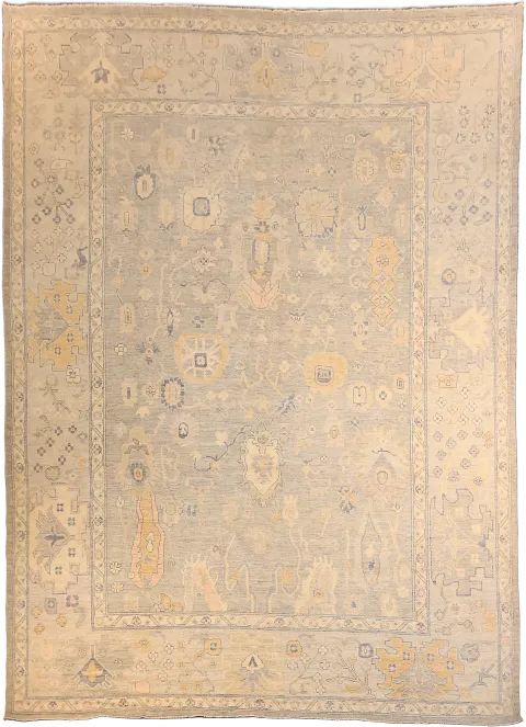 Muted Vegetable Dye Oriental Oushak Turkish Large Wool Rug 10x14