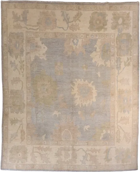 Vegetable Dye Muted Grey Oriental Oushak Turkish Area Wool Rug 8x10