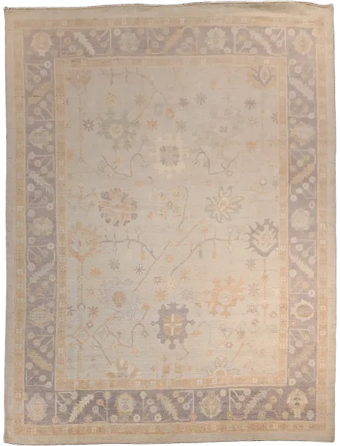 Stunning Muted Grey Oushak Turkish Area Wool Rug 9x12