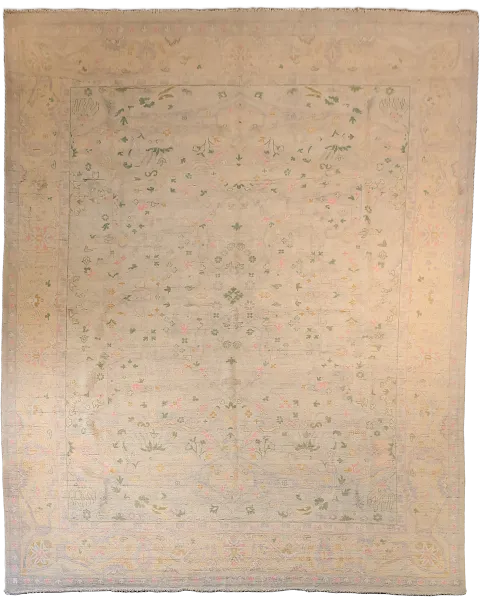 MUST SEE! All Over Muted Grey Oushak Turkish Large Wool Rug 12x15