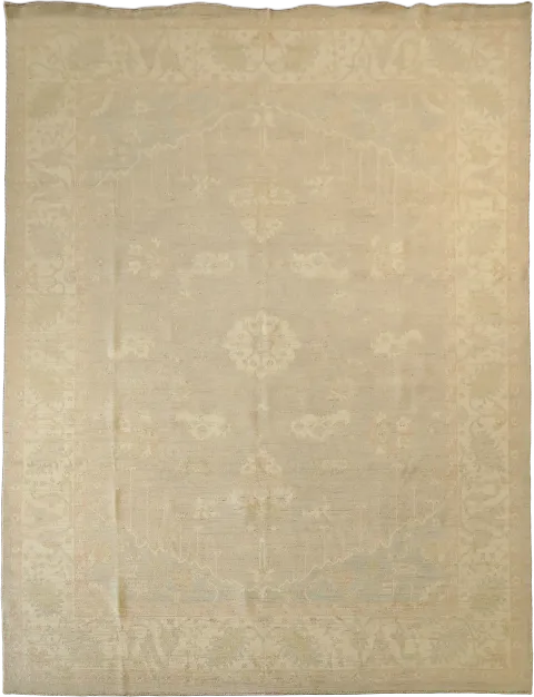 Muted Beige Oushak Turkish Oriental Wool Area Rug 9x12