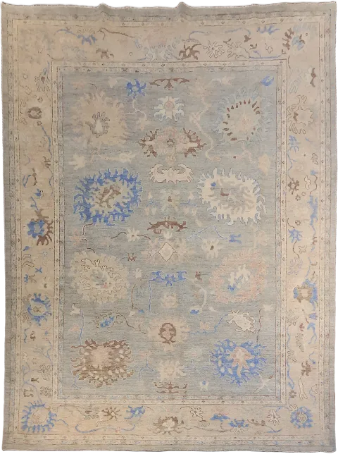 Outstanding! All Over Oriental Oushak Turkish Wool Grey Area Rug 9x12