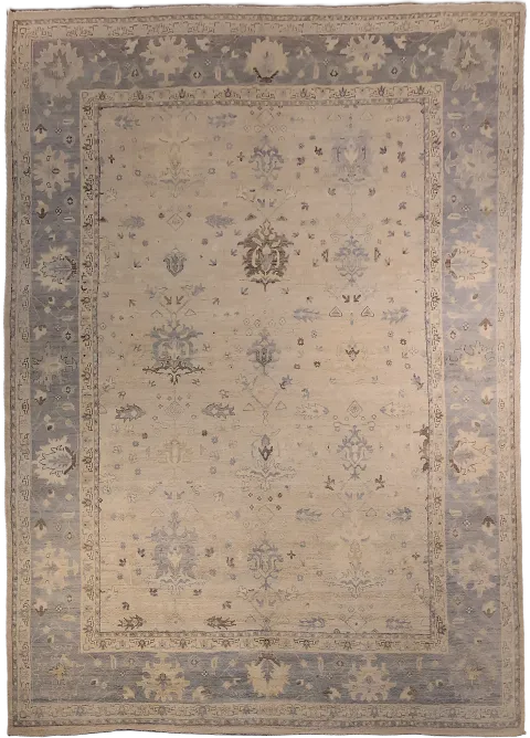 Vegetable Dye All Over Oriental Oushak Turkish Large Wool Rug 10x14