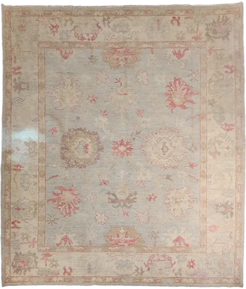 Vegetables Dye Muted Grey Oriental Oushak Turkish Area Wool Rug 8x10