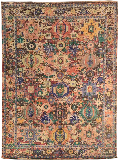 RARE! Geometric Wool Oushak Turkish Oriental Area Rug 9x12
