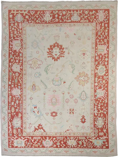 Outstanding Grey Oriental Wool Oushak Turkish Area Rug 9x12