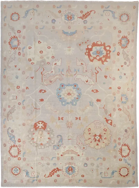 Stylish Floral Oriental Wool Oushak Rug Perfect for Classic Interiors 9x12