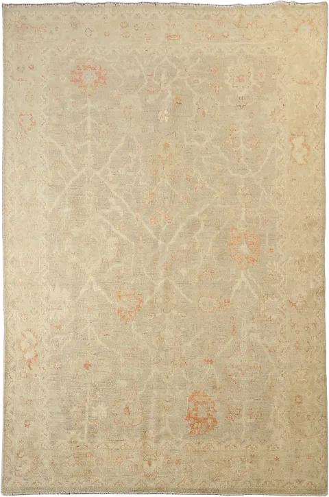 Top Quality Muted Brown Wool Oushak Turkish Area Rug 6x9