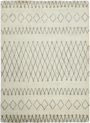 White and Brown Beni Ourain Shag Berber Trellis Modern Rug