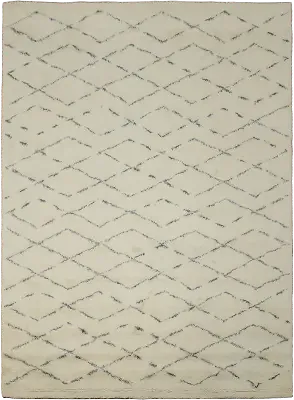 Modern Moroccan Beni Ourain Shag Berber trellis rug