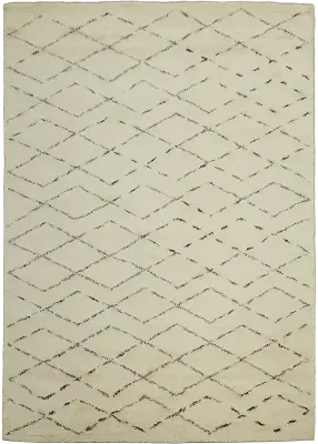 Modern Moroccan Beni Ourain Shag Berber trellis rug