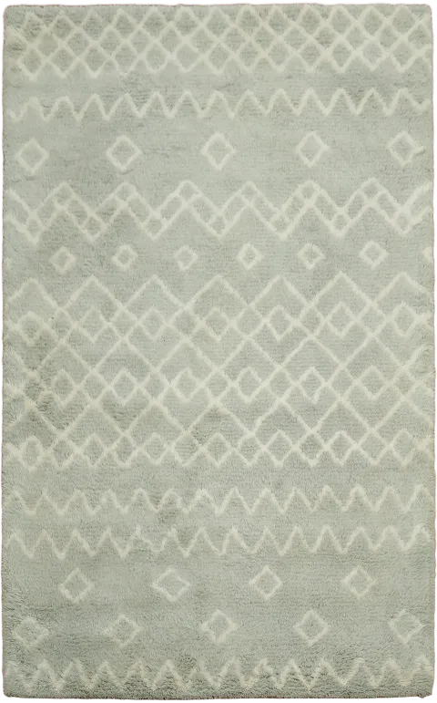 Minimalist grey Nordic-inspired rug with geometric motifs 5x8