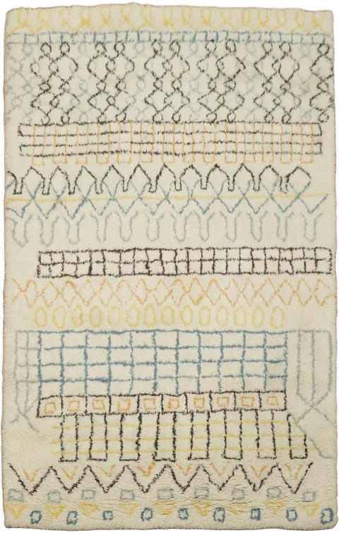 Moroccan Beni Ourain Shag Berber trellis Area rug 5x8