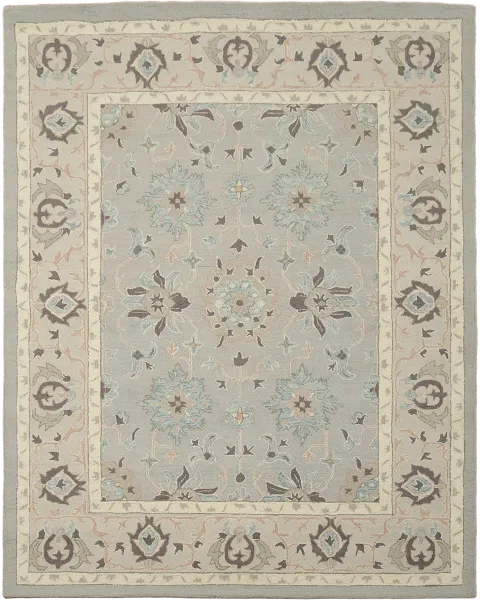 Elegant Floral Motif Rug with Traditional Charm in Neutral Palette 8x10
