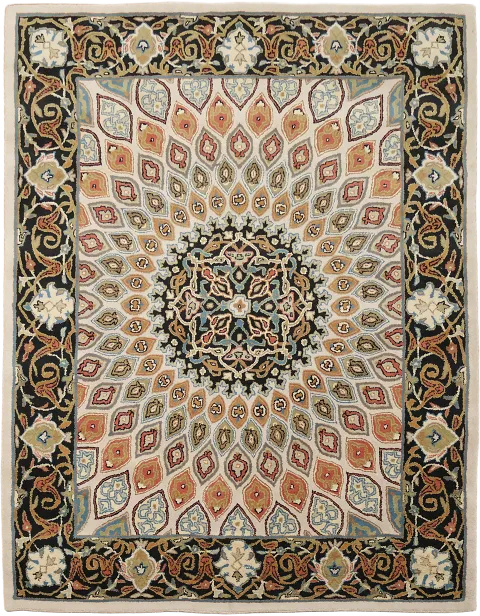 Elegant Persian-inspired rug with intricate floral mandala design 9' 6'' x 7' 5''