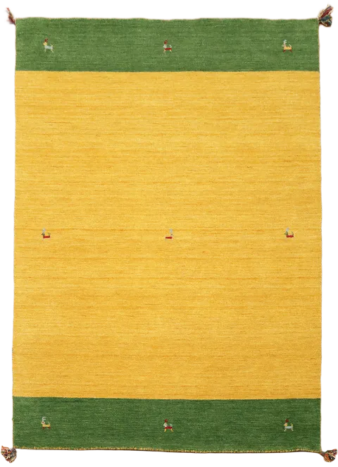 Vibrant Yellow & Green Gabbeh Rug 5x6
