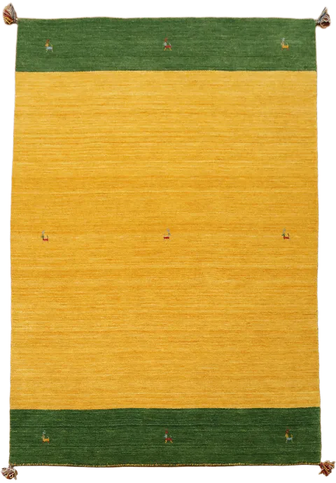 Bright Yellow & Green Gabbeh Tribal Rug 5x7