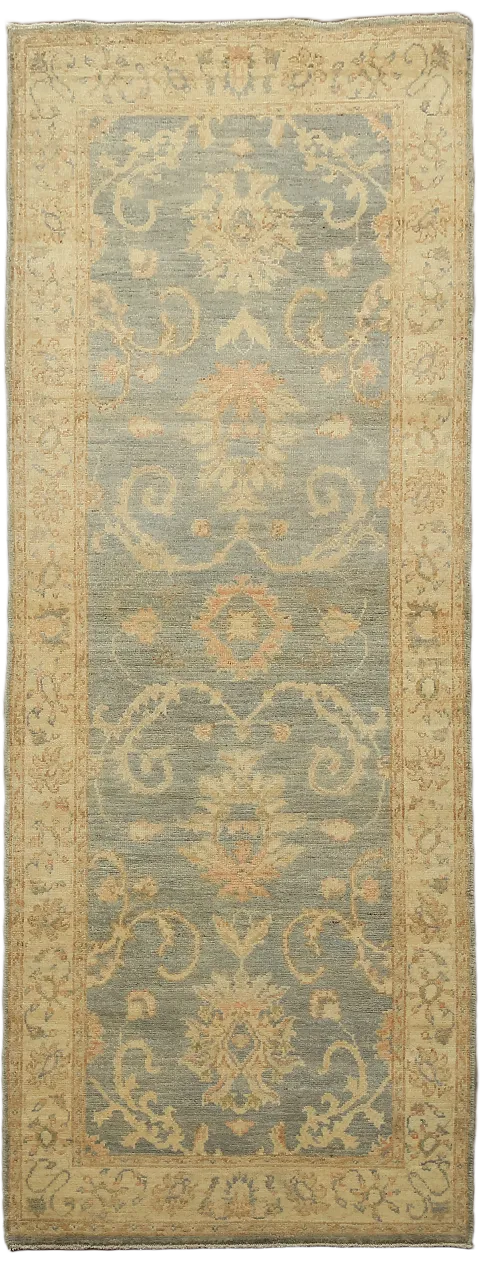 Stunning! Muted Green Oriental Oushak Turkish Runner Wool Rug 3x7