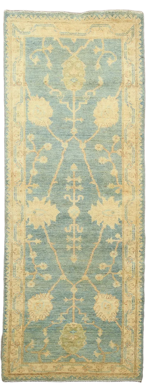 Turquoise Oushak Turkish Oriental Wool Runner Rug 2x6