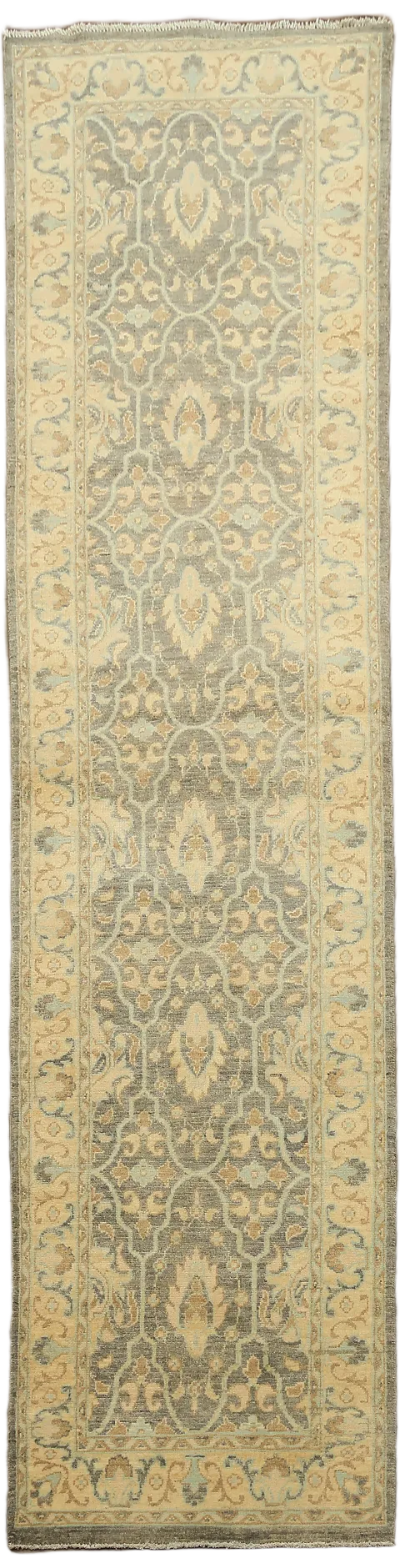 Oushak Turkish Runner Grey Wool Rug 2x10