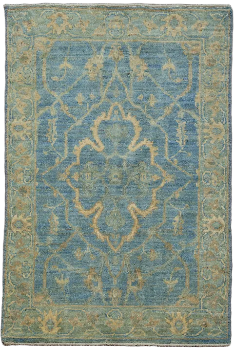 Muted Blue Oushak Turkish Oriental Wool Rug 2x3