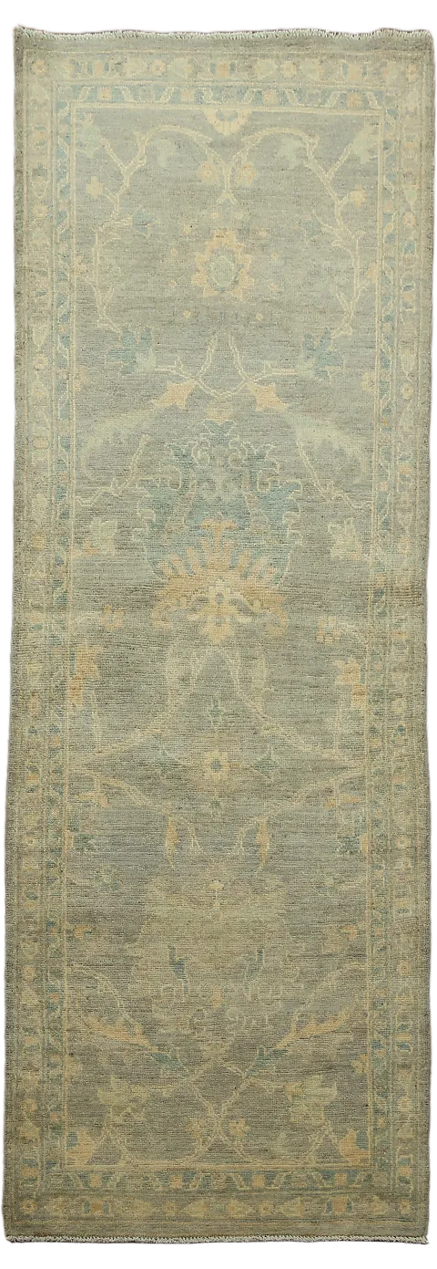 Must See! Top Quality Wool Oushak Turkish Muted Grey Runner Rug 3x8