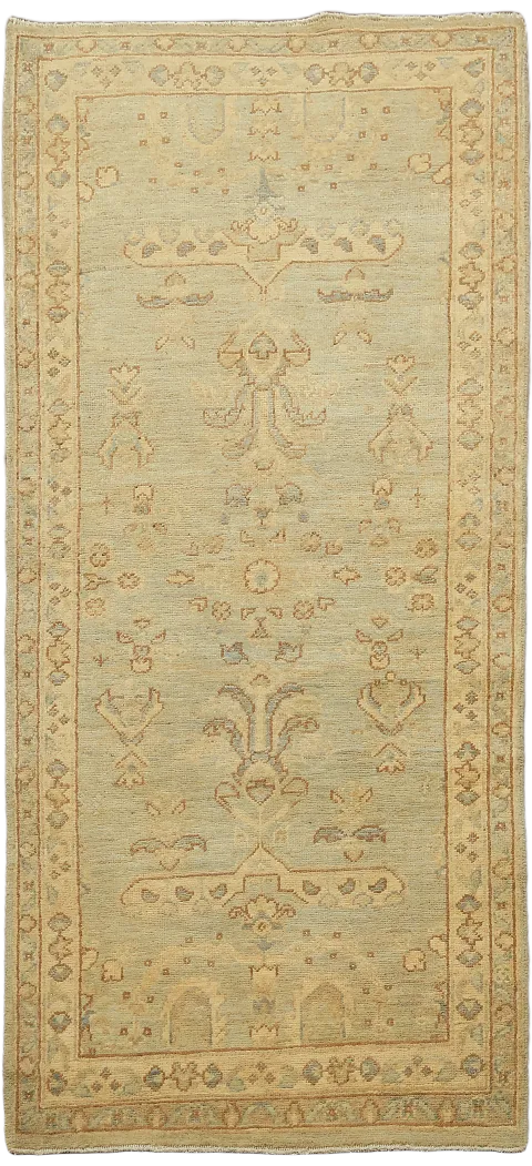 Grey Muted Oriental Oushak Turkish Wool Rug 3x6