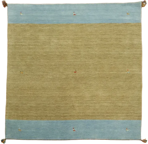 Earthy Olive & Soft Blue Gabbeh Square Rug 7x7