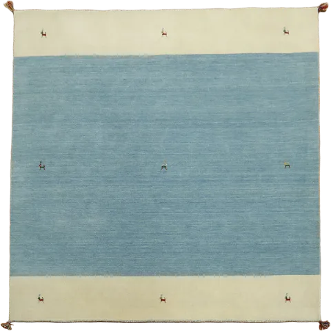 Light Blue & Cream Gabbeh Tribal Square Rug 7x7