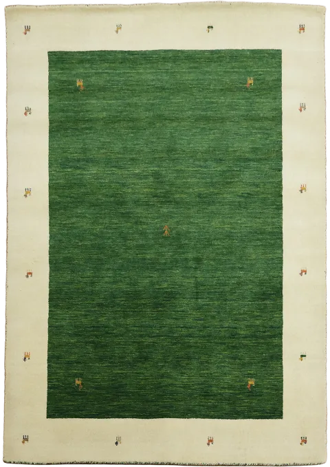 Bold Green Gabbeh Tribal Rug 5x7