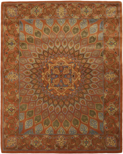 Luxurious Terracota Rust Oriental Rug with Dazzling Kaleidoscope Layout 7'x9'