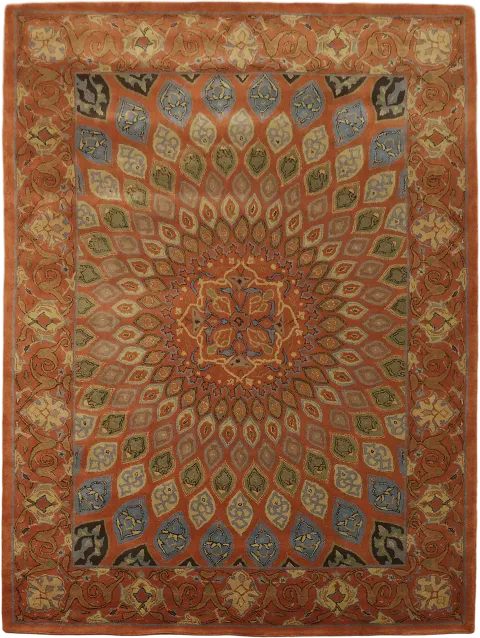 Elegant Persian-Inspired Terracotta Orange Hand-Tufted Wool Rug 11' 5'' x 8' 7''
